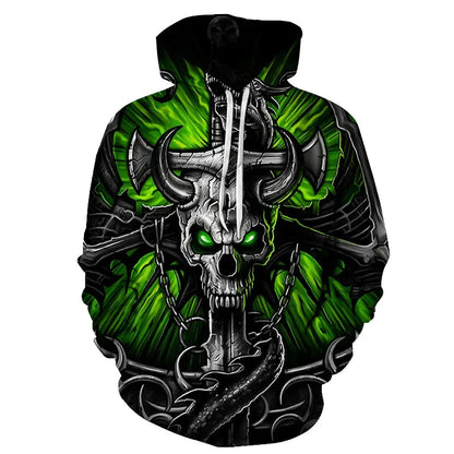 Men's 3D Skull Print Hoodie Jacket for Cross-Border Trade
