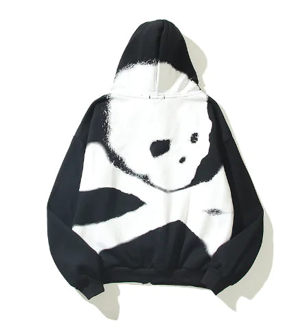 Skull Design Burgundy Zip Pullover Jacket Sweatshirt