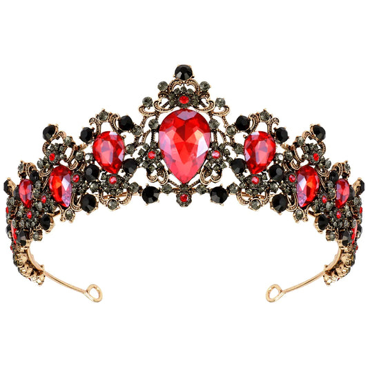 Gothic Red & Black Vampire Tiara Crown for Women – Halloween Costume