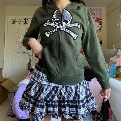 Women's Fashion Skull Thickened Zipper Printed Jacket