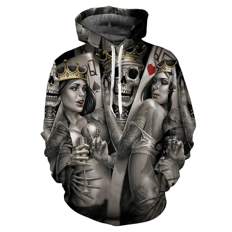 Men's 3D Skull Print Hoodie Jacket for Cross-Border Trade