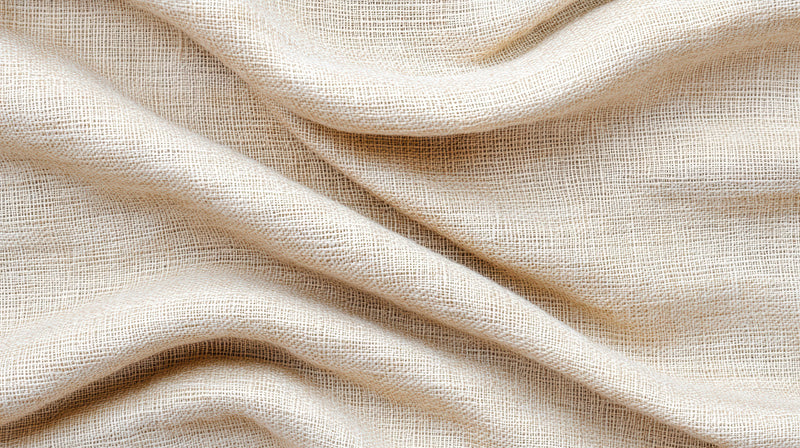 Washed beige linen fabric with visible natural weave
