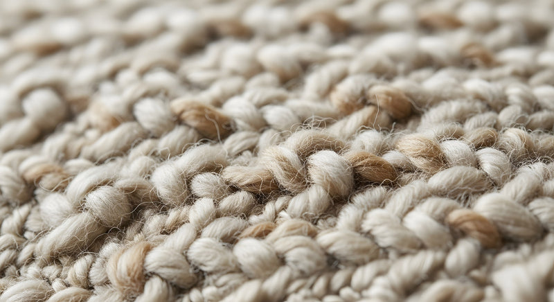 Oatmeal chunky wool weave textile detail