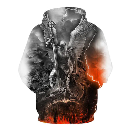 Trendy 3D Digital Print Skull Hoodie Baseball Jacket