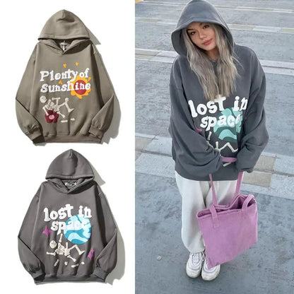 Skull Halloween Graffiti Hoodie – Cozy Fleece-Lined Sweatshirt for Men & Women in M–XXL