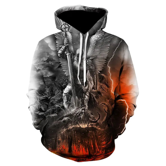 Trendy 3D Digital Print Skull Hoodie Baseball Jacket